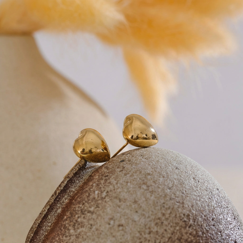 Boucles d'oreilles puces Cœur Bombé - Amour - L'atelier des bijoux