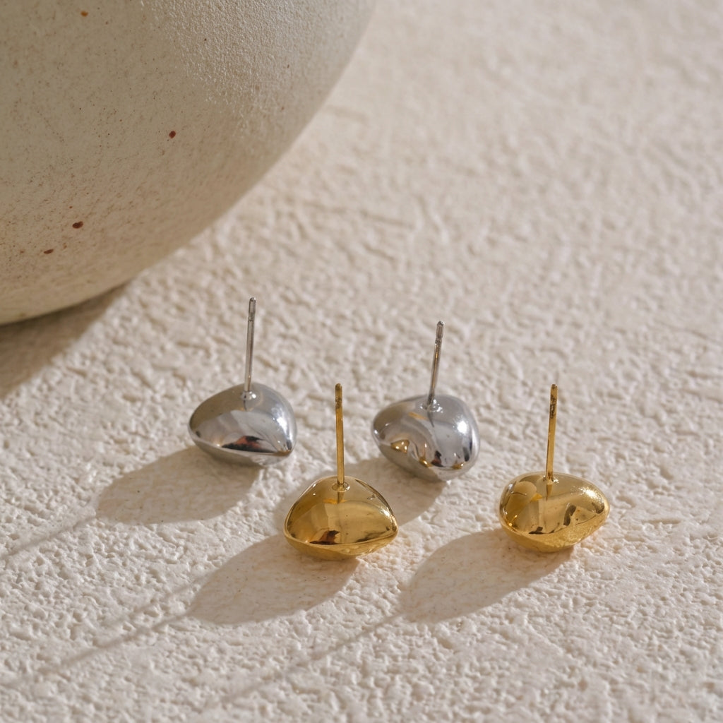 Boucles d'oreilles puces Cœur Bombé - Amour - L'atelier des bijoux