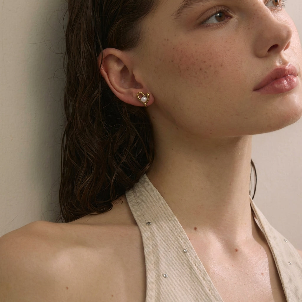 Boucles d'oreilles puces Coeur - Célia - L'atelier des bijoux