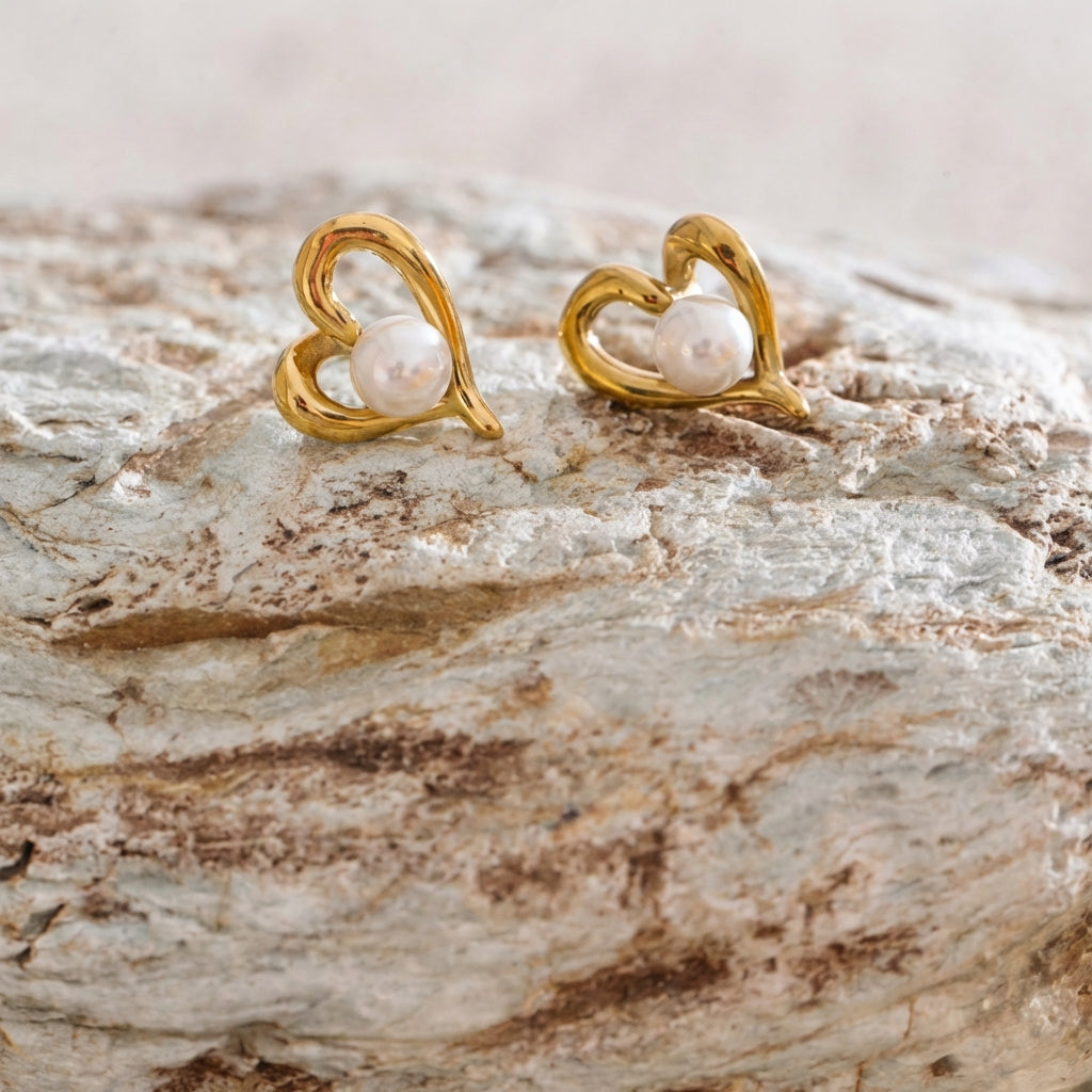 Boucles d'oreilles puces Coeur - Célia - L'atelier des bijoux