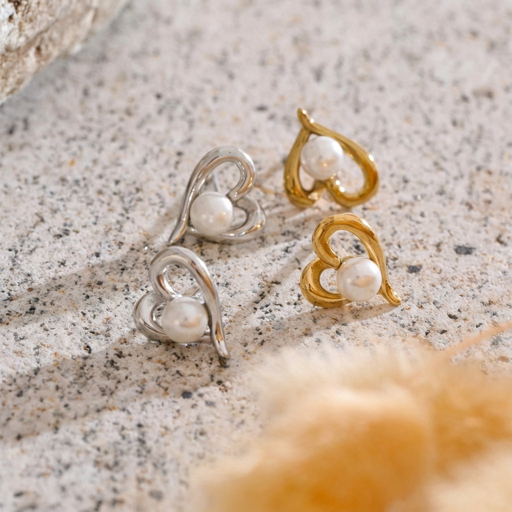 Boucles d'oreilles puces Coeur - Célia - L'atelier des bijoux