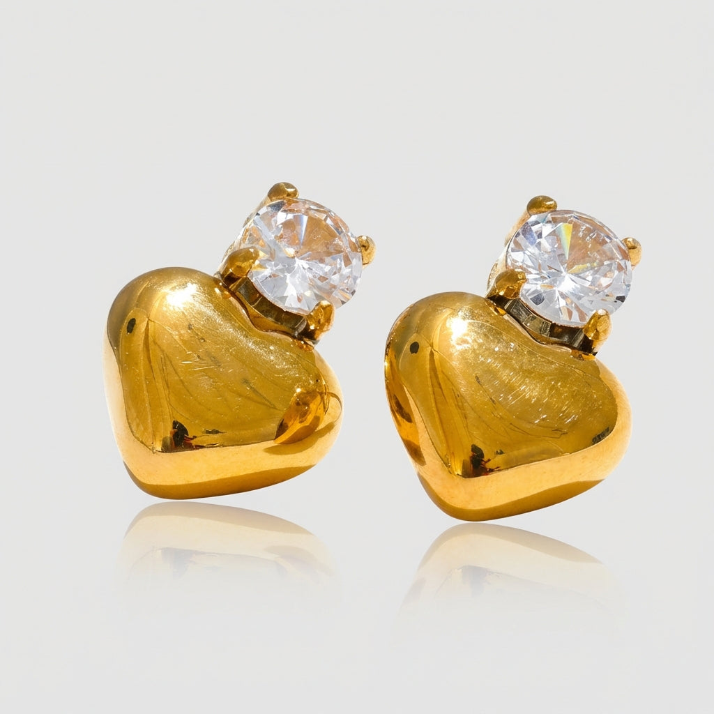 Boucles d'oreilles puces Cœur - Clara - L'atelier des bijoux