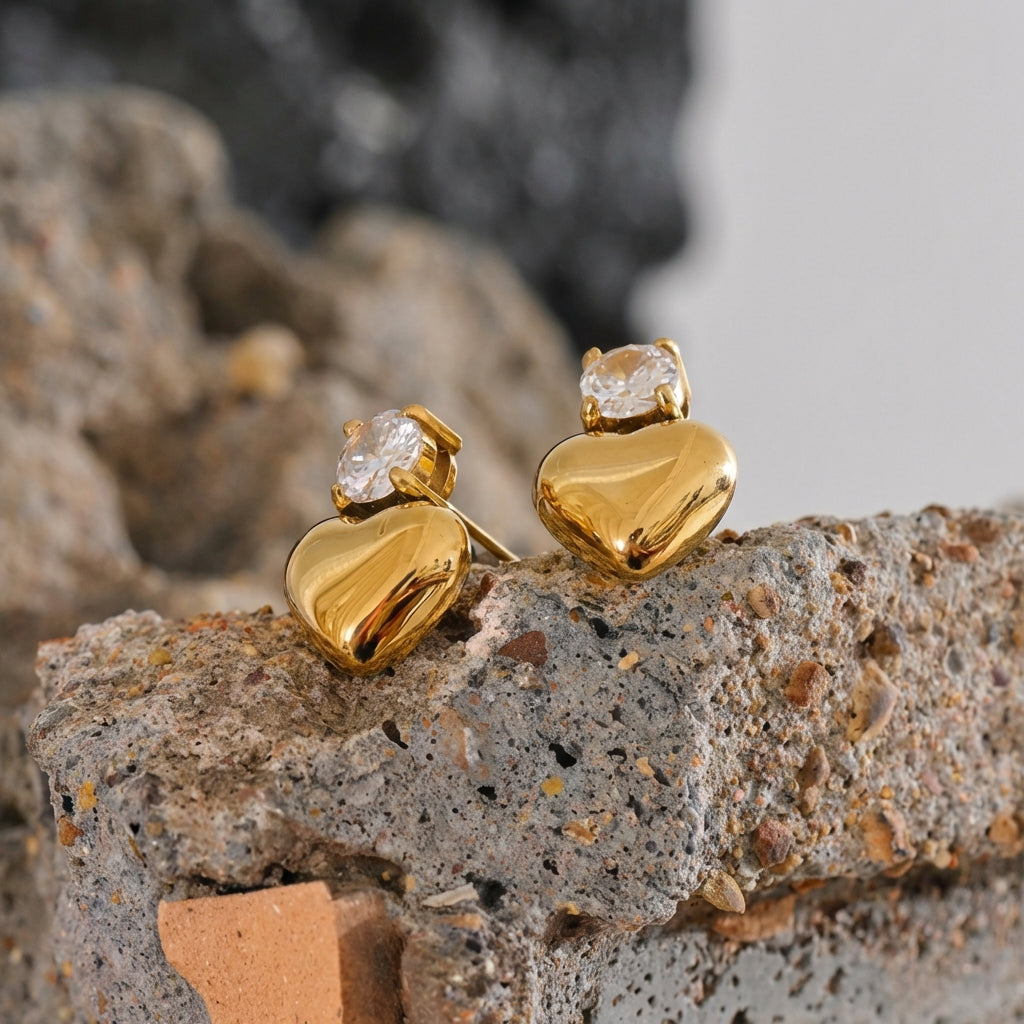 Boucles d'oreilles puces Cœur - Clara - L'atelier des bijoux