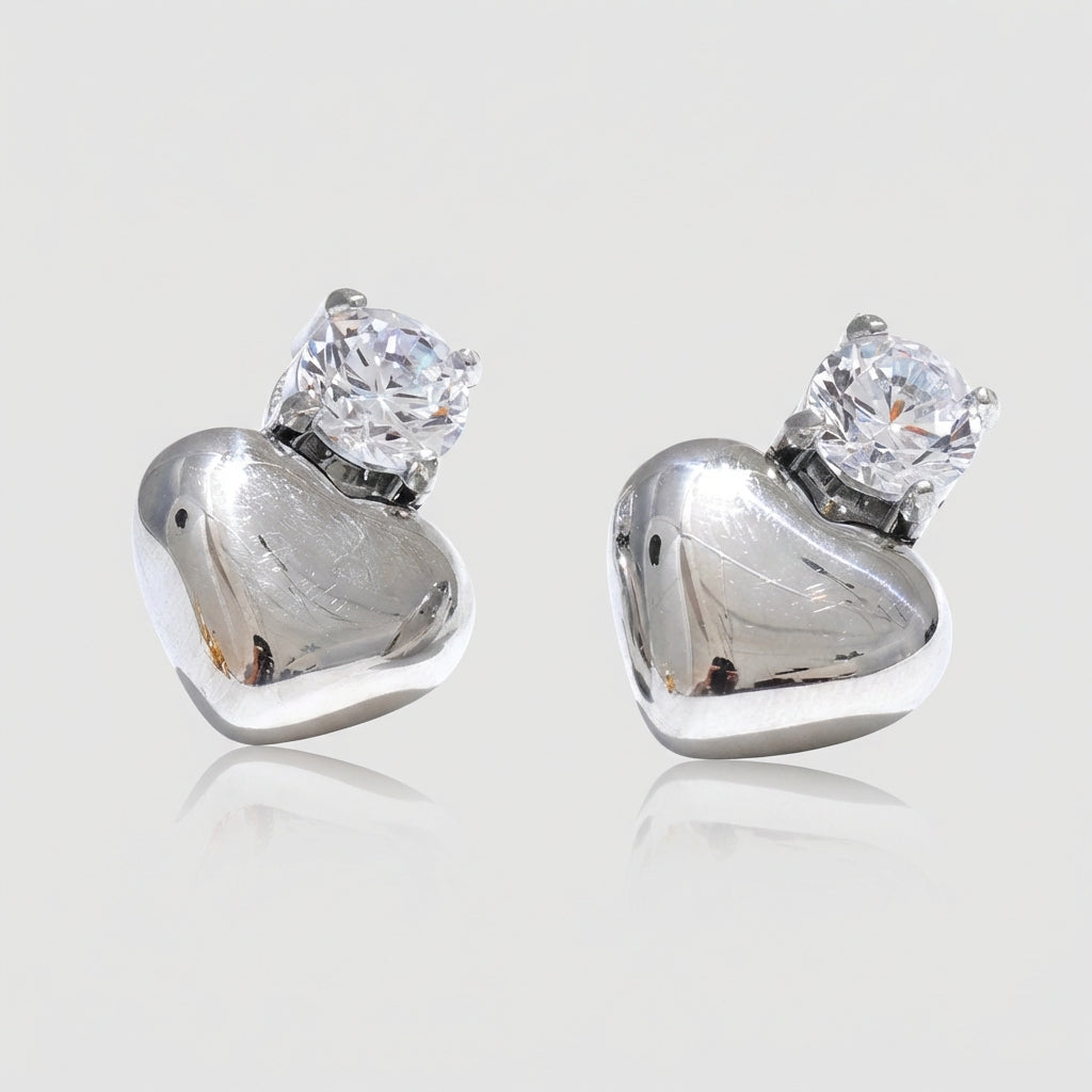 Boucles d'oreilles puces Cœur - Clara - L'atelier des bijoux