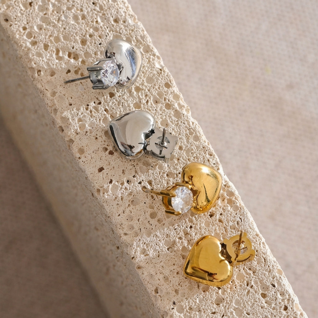 Boucles d'oreilles puces Cœur - Clara - L'atelier des bijoux