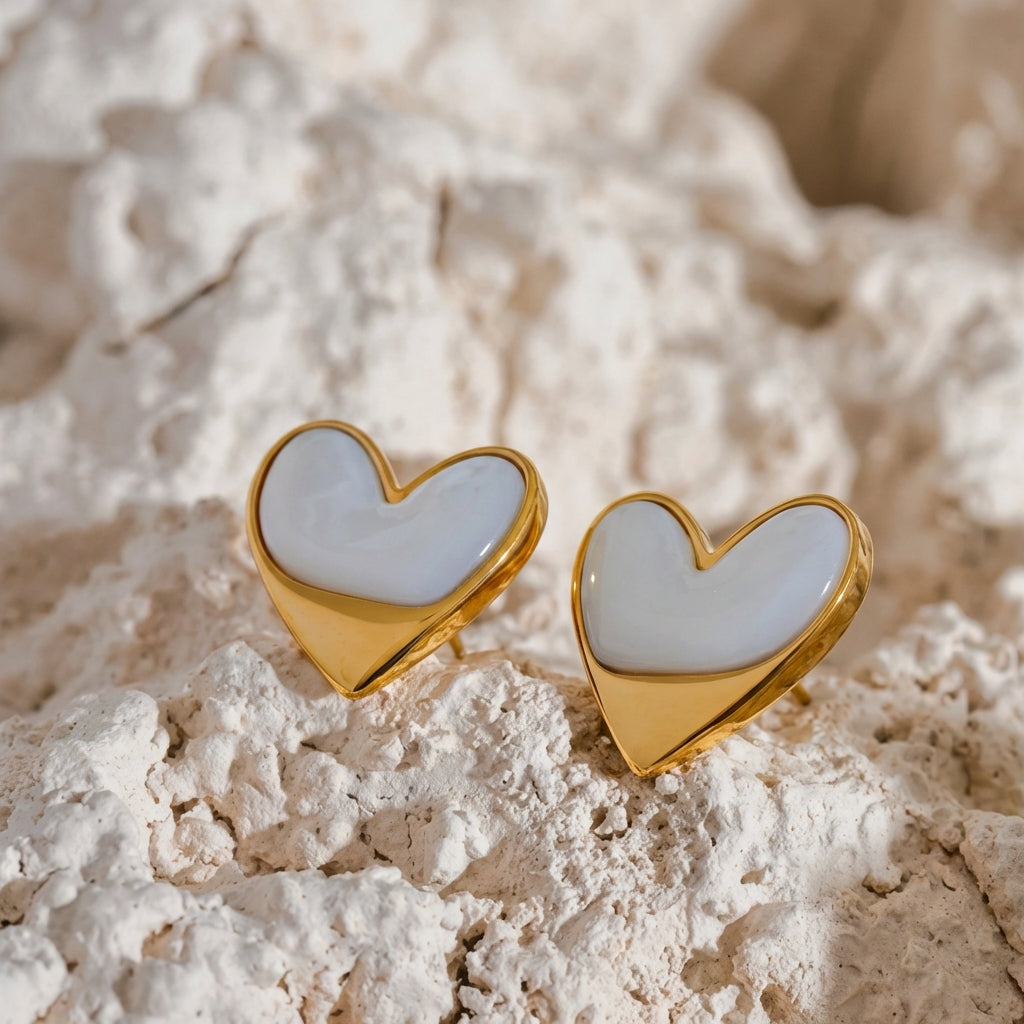 Boucles d'oreilles puces Cœur - Théa - L'atelier des bijoux