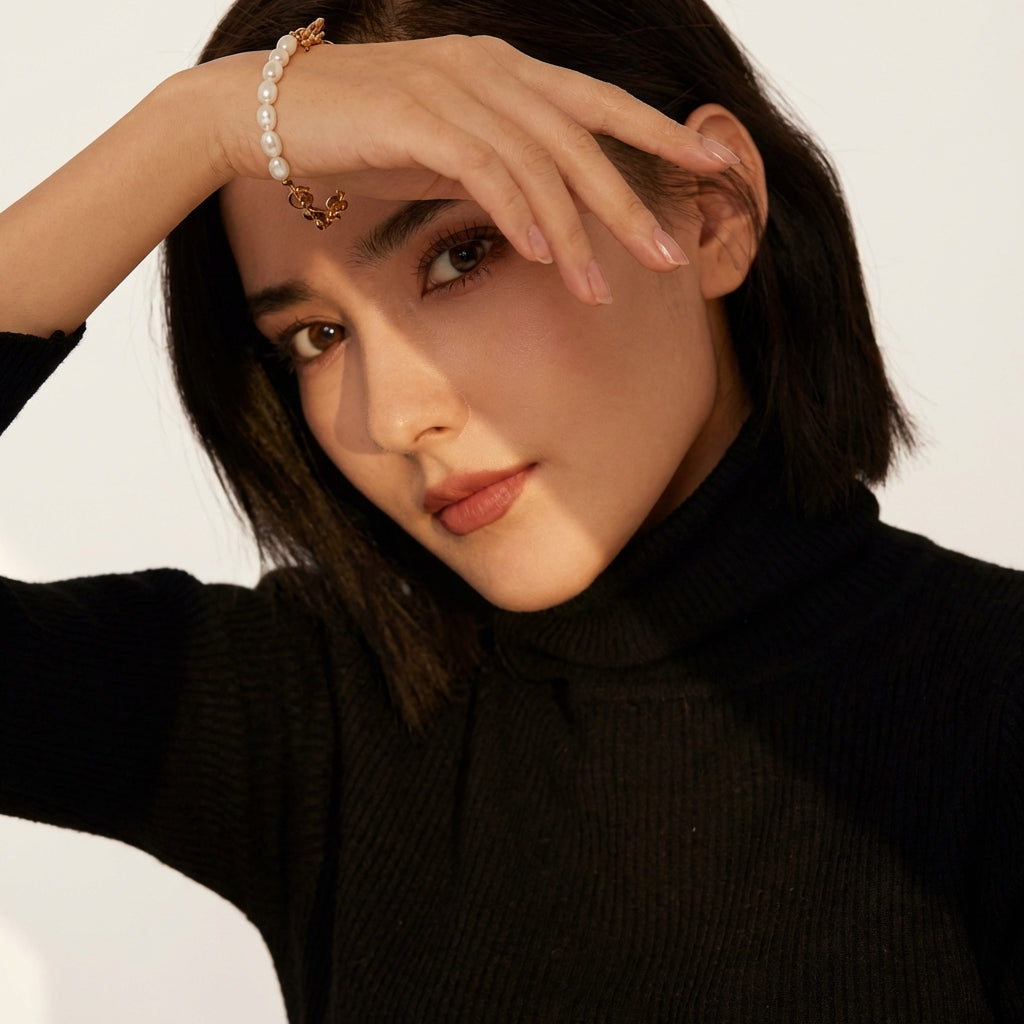 Bracelet à grosse maille avec perle Solara - L'atelier des bijoux