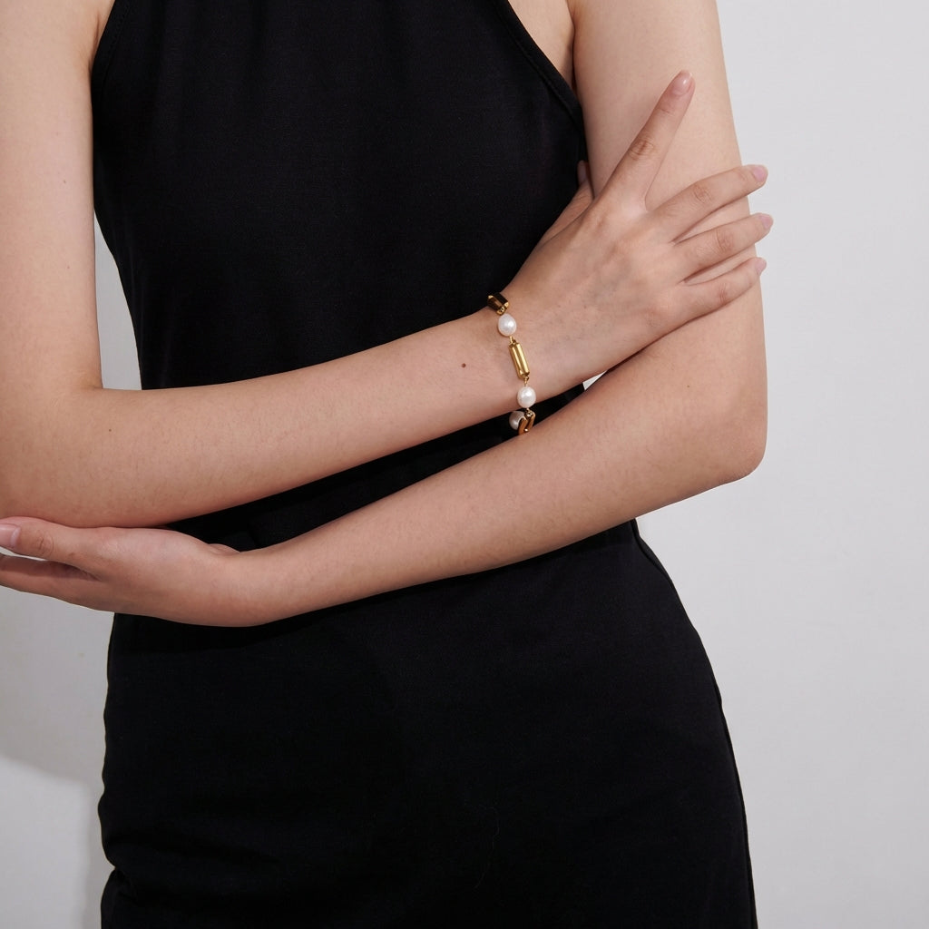 Bracelet à maille et perles Lyra - L'atelier des bijoux