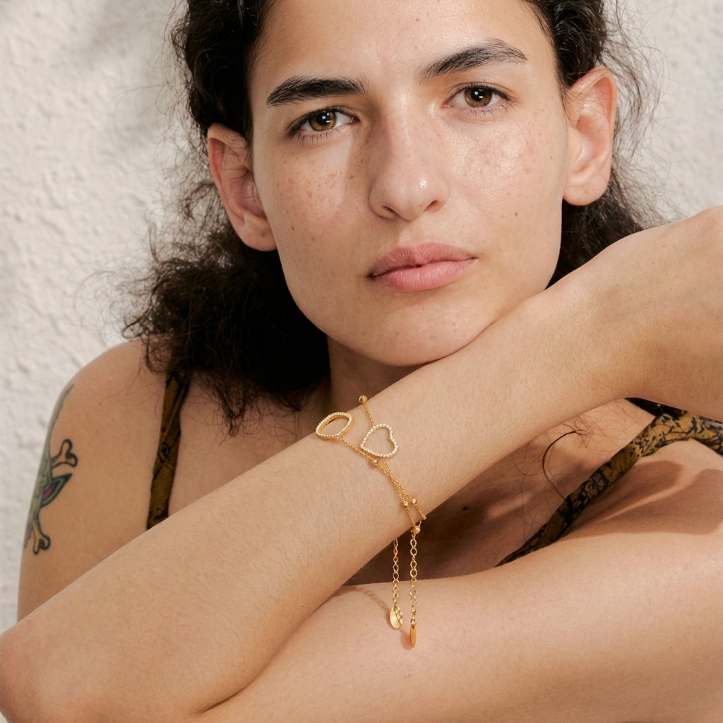 Bracelet Cœur Pavé - Amélia - L'atelier des bijoux