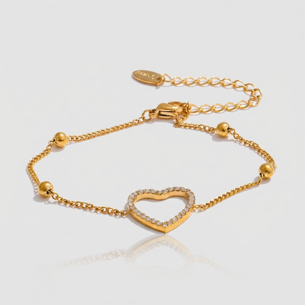 Bracelet Cœur Pavé - Amélia - L'atelier des bijoux