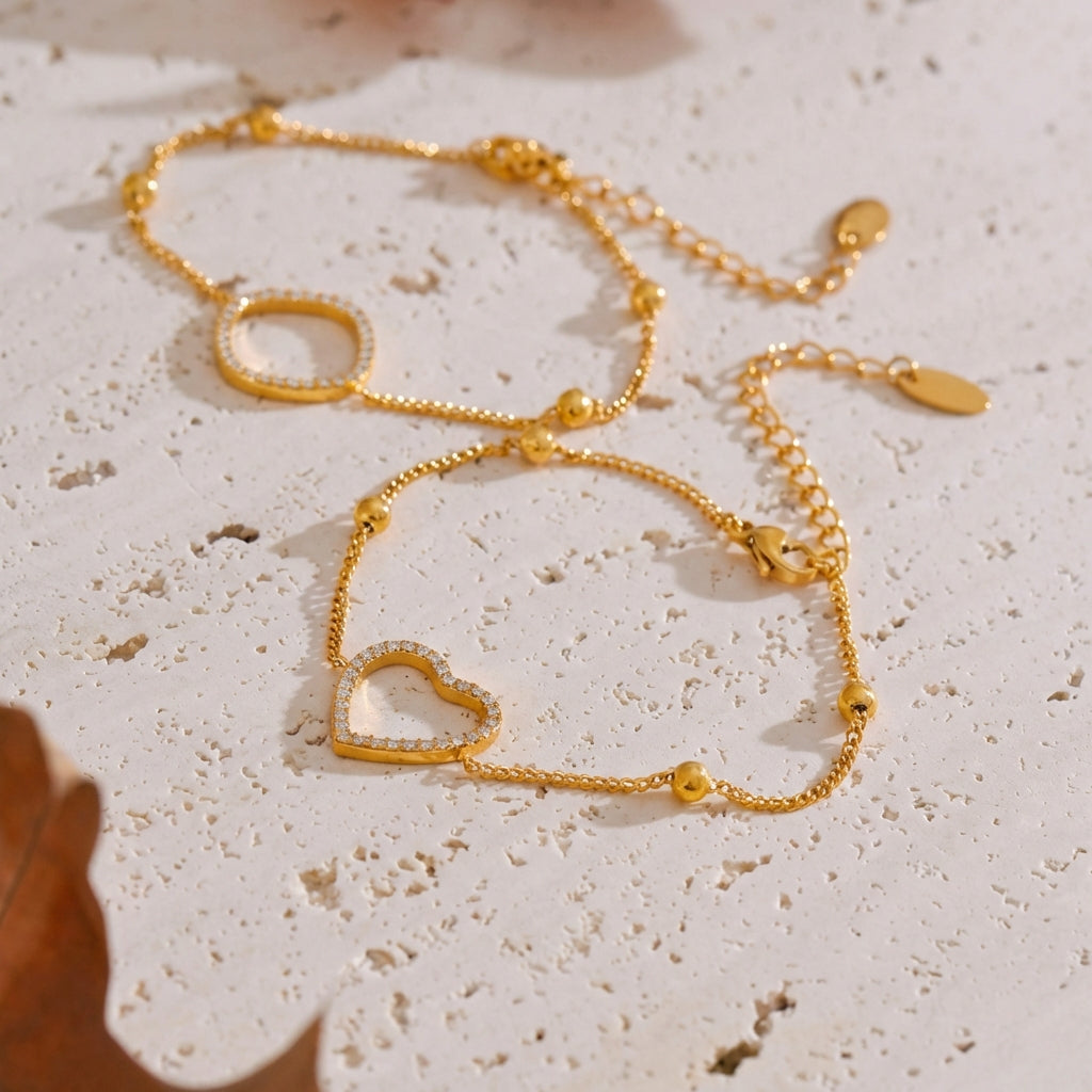 Bracelet Cœur Pavé - Amélia - L'atelier des bijoux