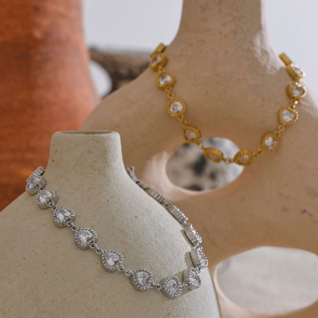 Bracelet Cœurs Sertis - Amour - L'atelier des bijoux