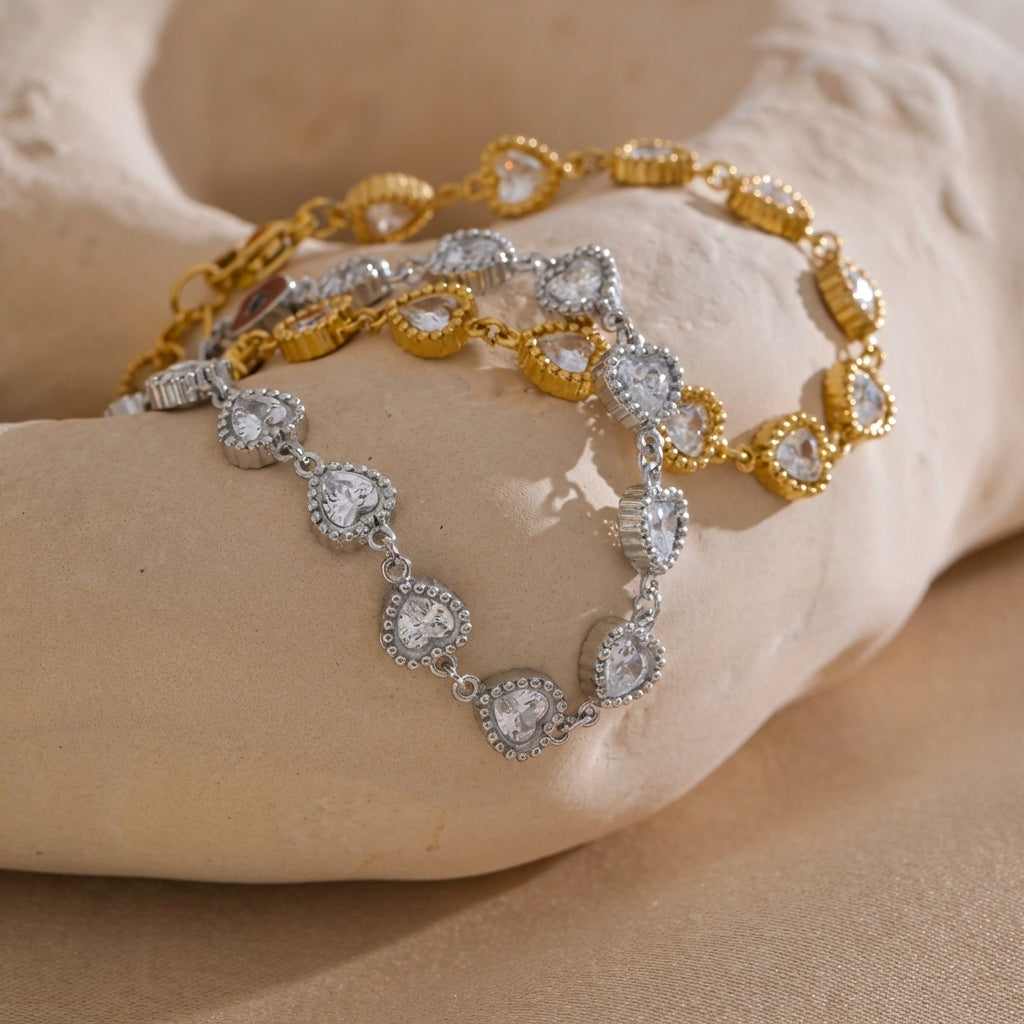 Bracelet Cœurs Sertis - Amour - L'atelier des bijoux