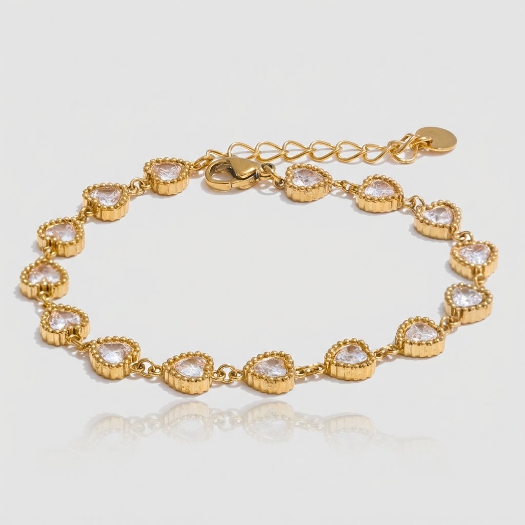 Bracelet Cœurs Sertis - Amour - L'atelier des bijoux