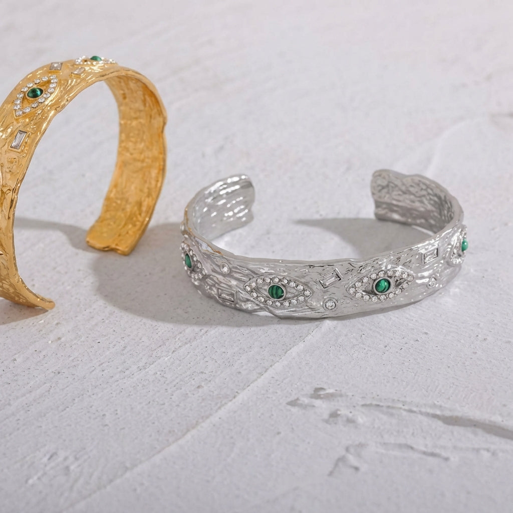 Bracelet jonc plaqué or martelé Lyra - L'atelier des bijoux