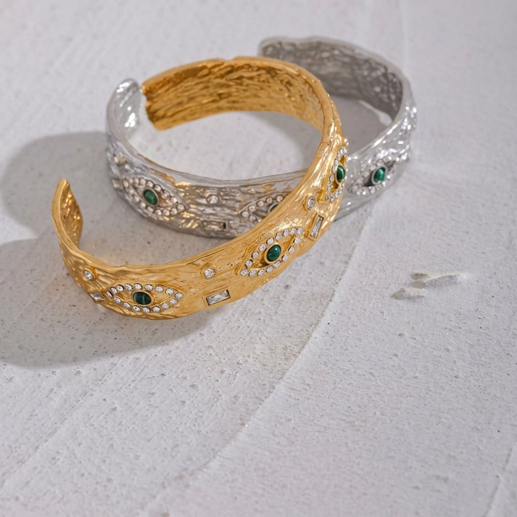 Bracelet jonc plaqué or martelé Lyra - L'atelier des bijoux