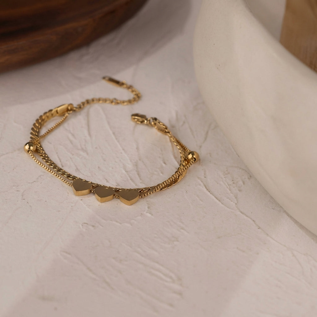 Bracelet maille à 3 coeurs Iris - L'atelier des bijoux