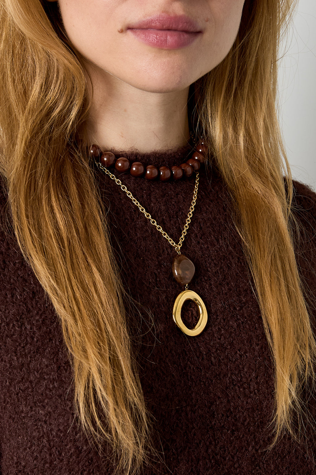 Colliers pendentifs en acier inoxydable, collection Cercle, style décontracté et simple pour femmes
