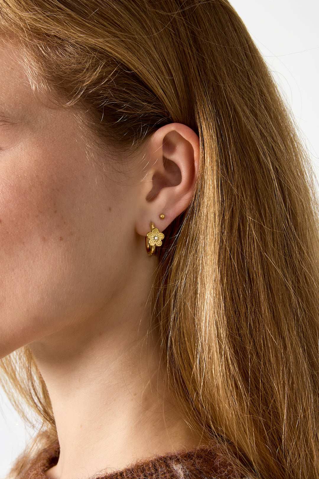 Boucles d'oreilles créoles en acier inoxydable, motif floral, collection Daily Simple, bijoux pour femmes
