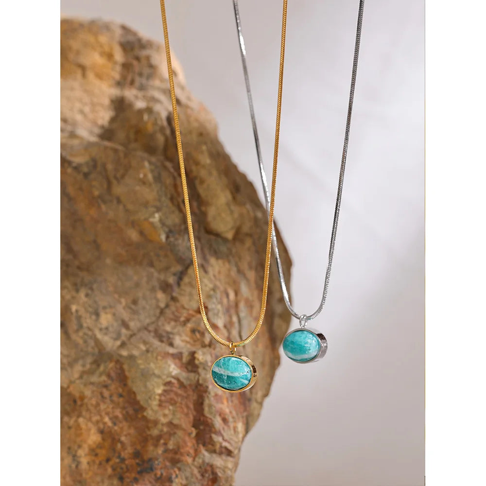 Collier avec pierre naturelle amazonite Electra | Atelier des bijoux