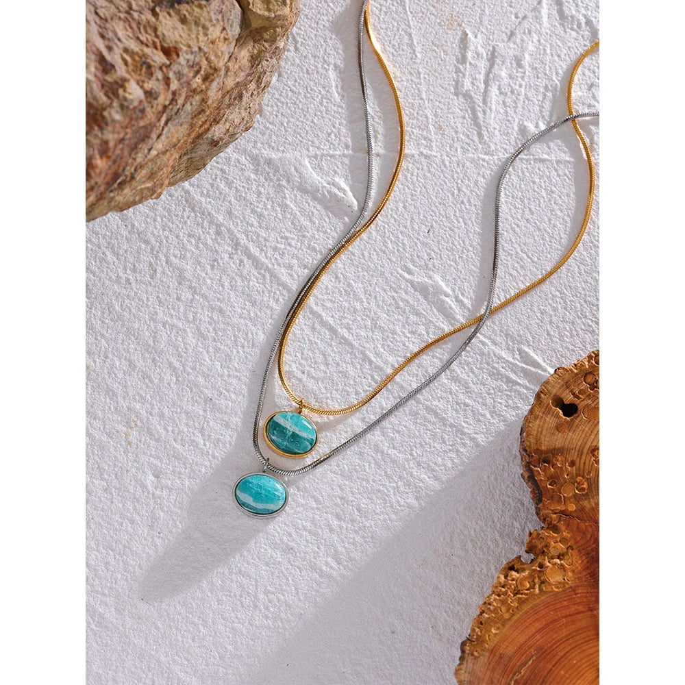 Collier avec pierre naturelle amazonite Electra | Atelier des bijoux