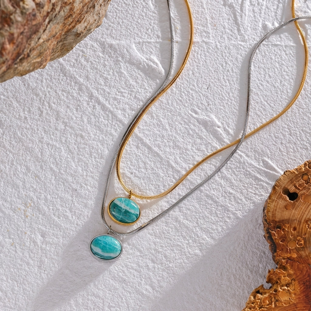 Collier avec pierre naturelle amazonite Electra - L'atelier des bijoux