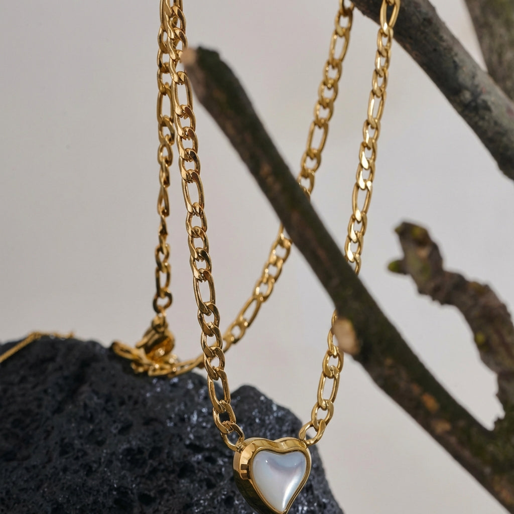 Collier coeur avec coquillage naturel Phoebe - L'atelier des bijoux