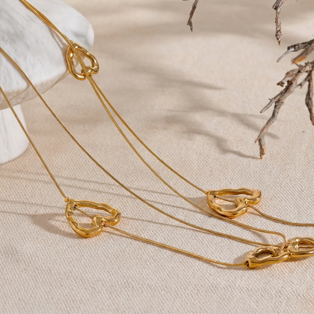 Collier Cœurs Martelées - Alma - L'atelier des bijoux