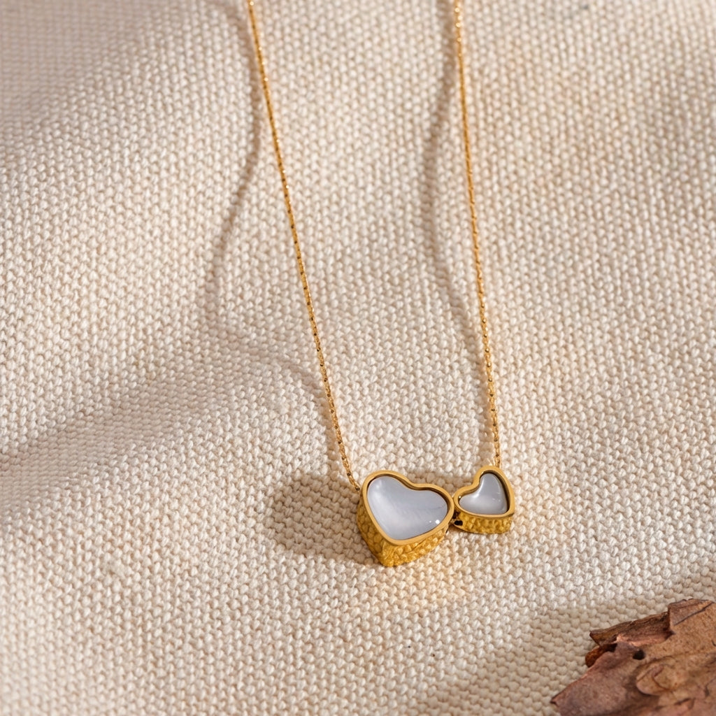 Collier Double Cœur - Agape - L'atelier des bijoux