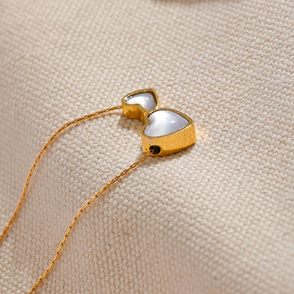 Collier Double Cœur - Agape - L'atelier des bijoux