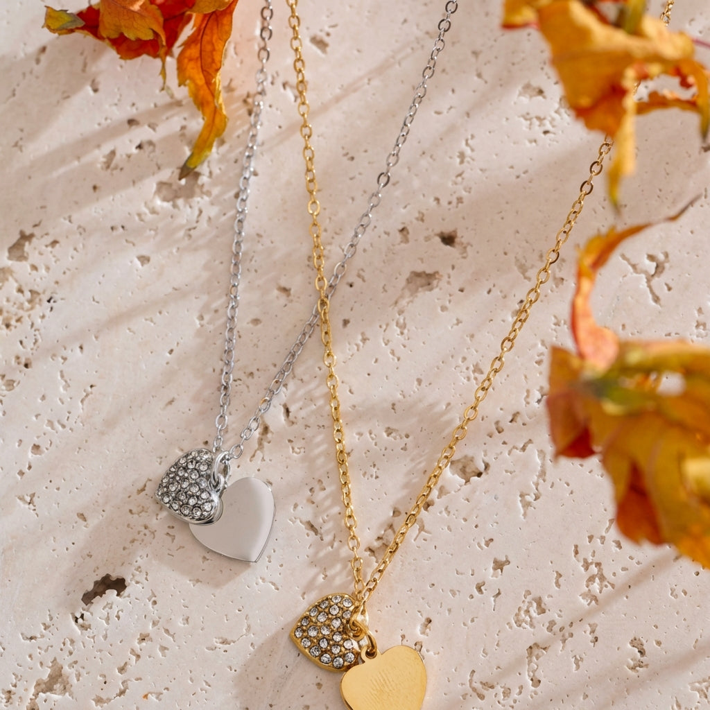 Collier Double Cœur - Célia - L'atelier des bijoux