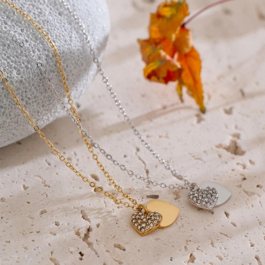 Collier Double Cœur - Célia - L'atelier des bijoux