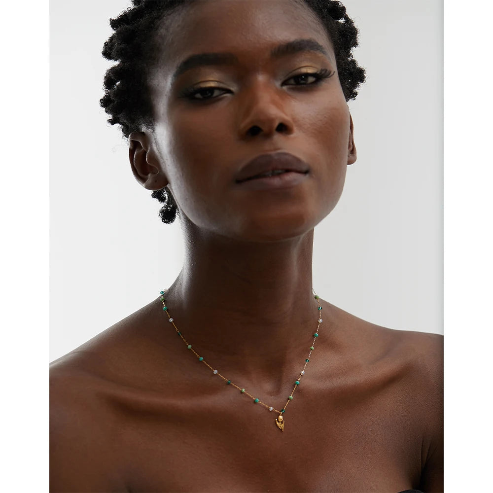 Collier fleur plaqué or avec cristal Stella - Ma boutique