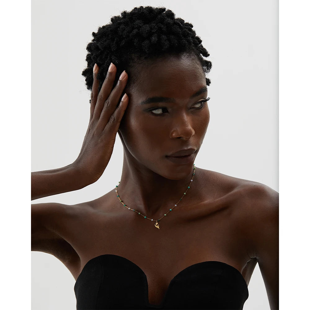 Collier fleur plaqué or avec cristal Stella - Ma boutique