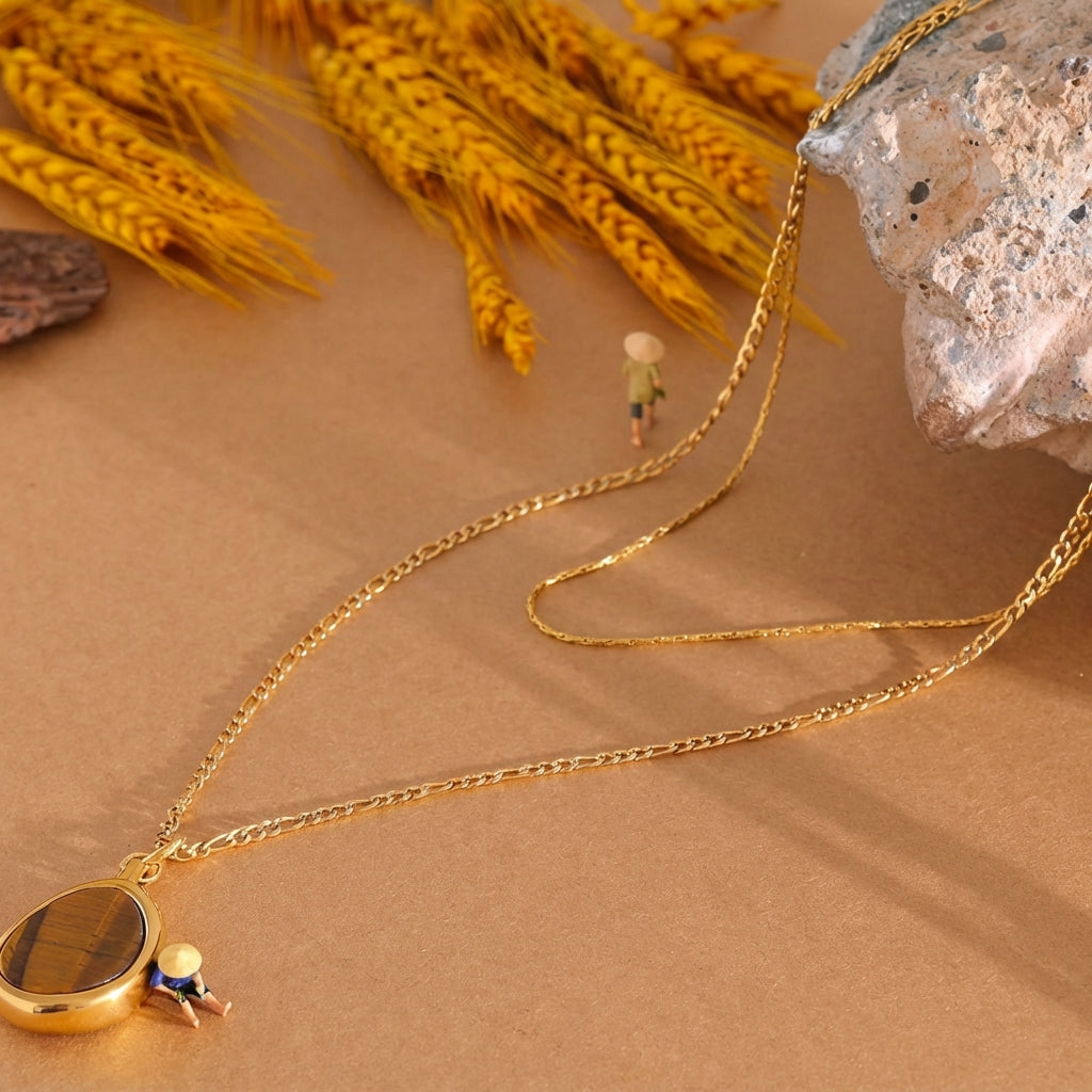 Collier plaqué or avec pierre naturelle Maia - L'atelier des bijoux