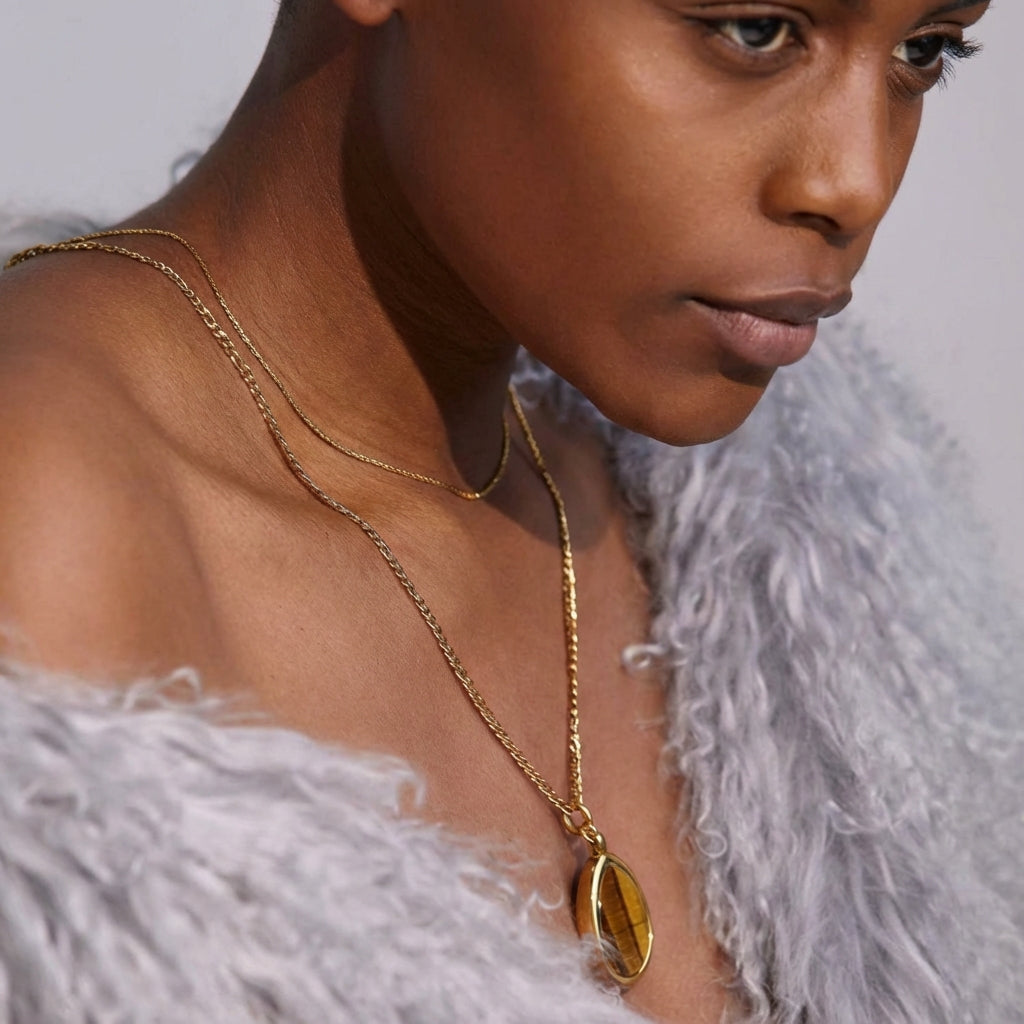 Collier plaqué or avec pierre naturelle Maia - L'atelier des bijoux