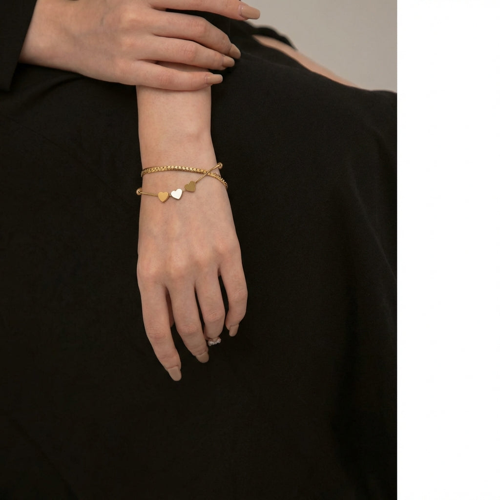 Bracelet maille à 3 coeurs Iris pour femme | Atelier des bijoux