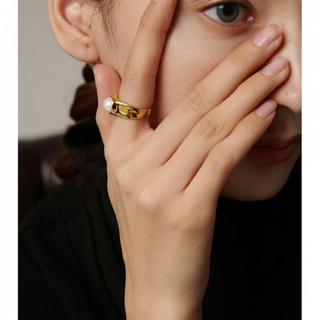 Bague or et perle Aurora pour femme - Atelier des bijoux