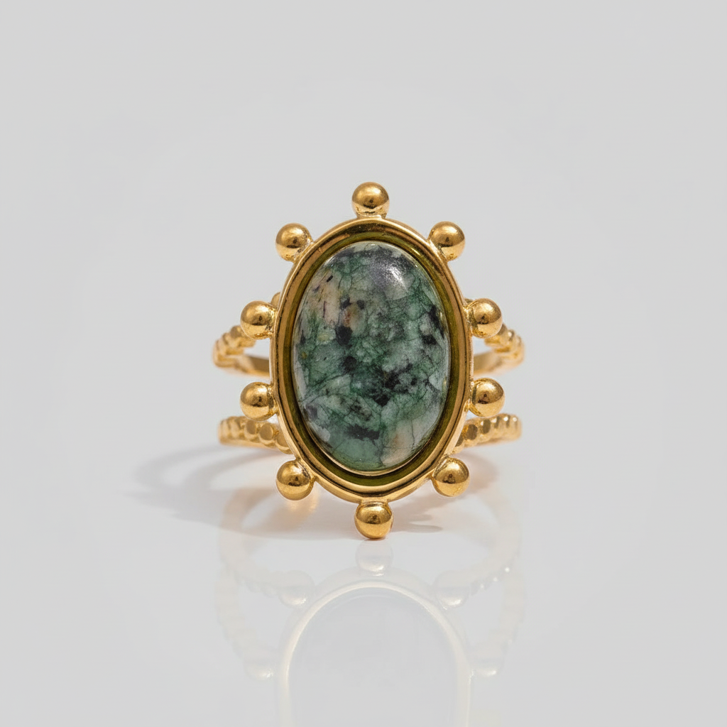 Bague en or avec pierre naturelle verte Carla pour femme - Atelier des bijoux - Or