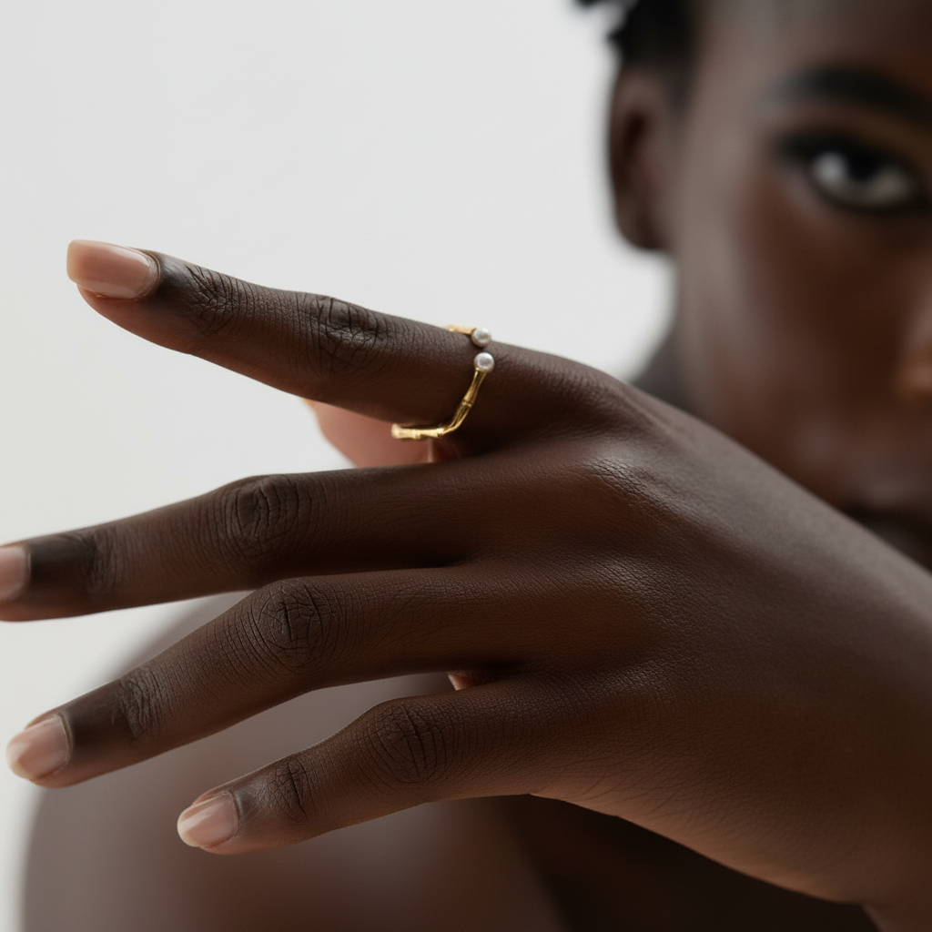 Bague perle fantaisie carré Tamia pour femme - Atelier des bijoux