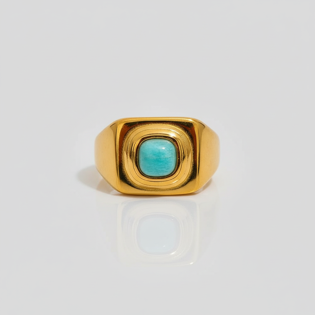 Bague plaqué or avec pierre lapis lazuli Léona pour femme - Atelier des bijoux - Turquoise