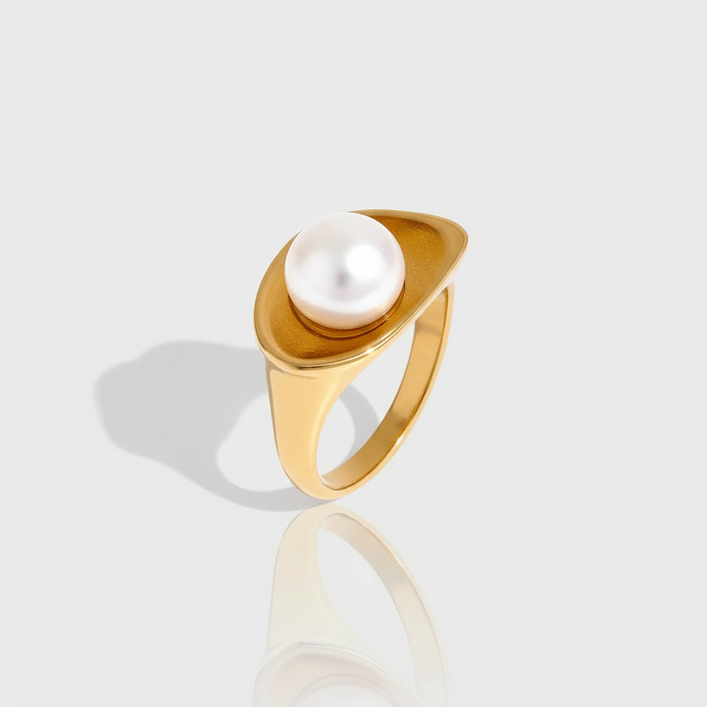 Bague plaqué or avec perle d'eau douce Candide pour femme - Atelier des bijoux - Or