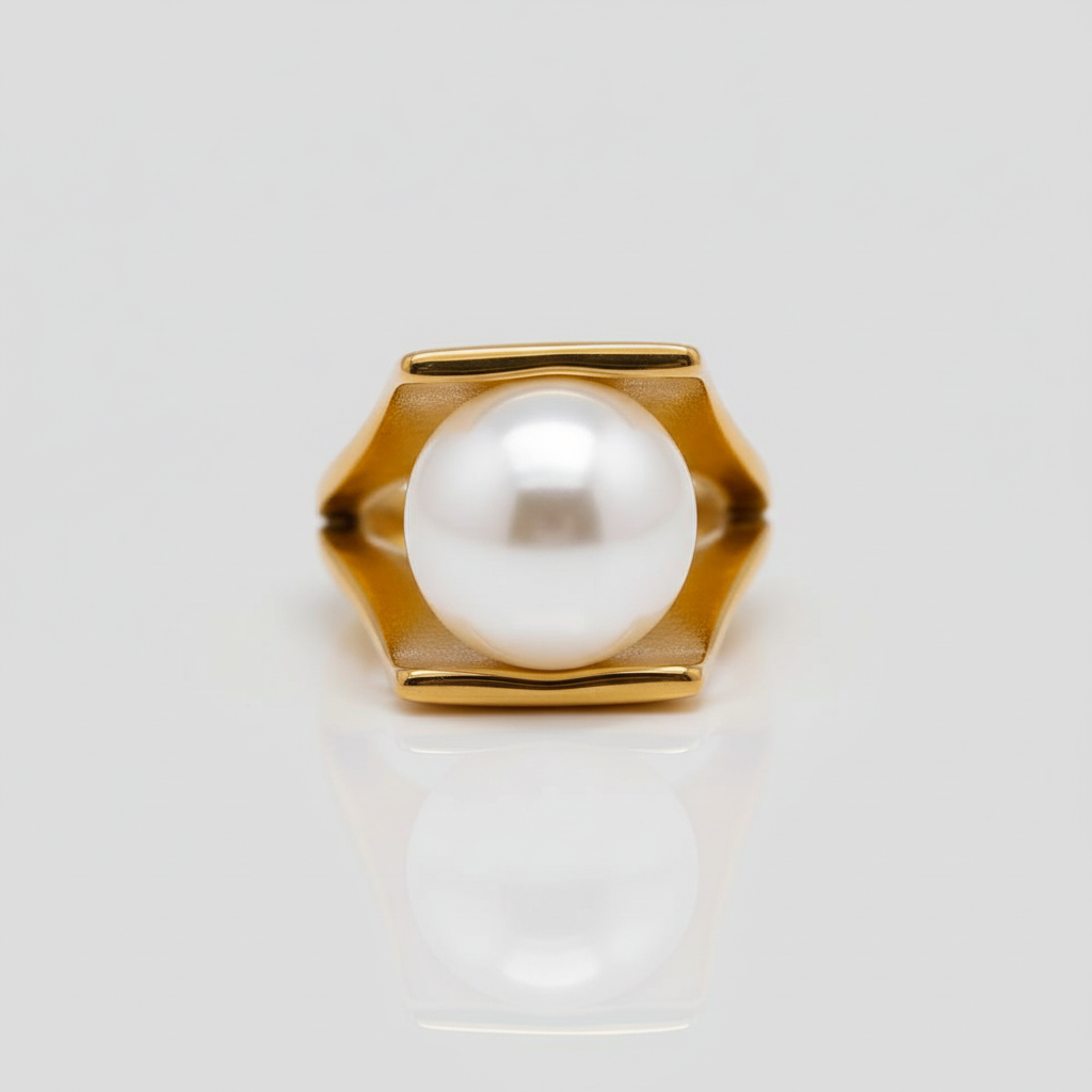 Bague plaqué or avec perle Paola pour femme - Atelier des bijoux - Or