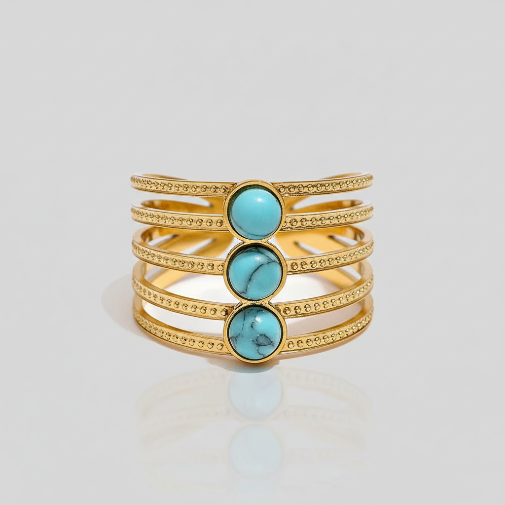 Bague en or avec 3 pierres turquoises Maria pour femme - Atelier des bijoux - Or