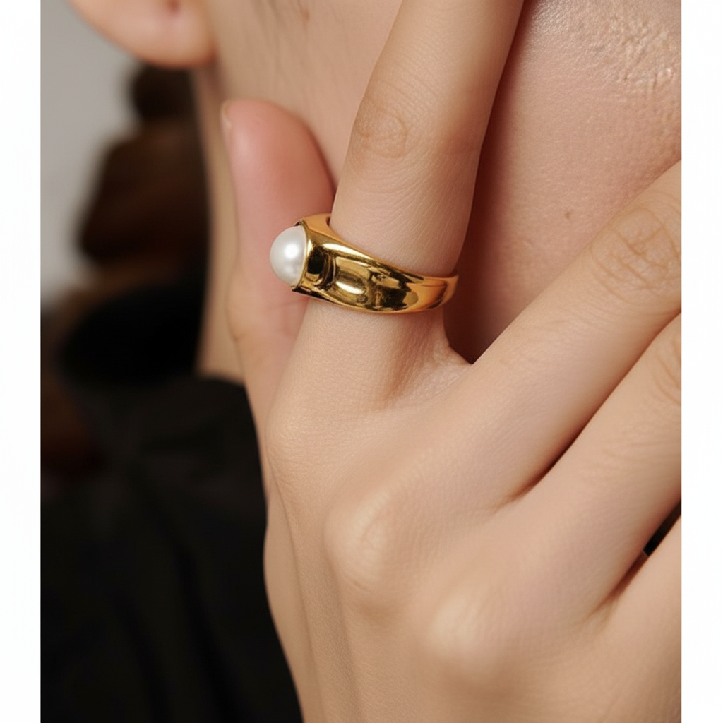 Bague or et perle Aurora pour femme - Atelier des bijoux