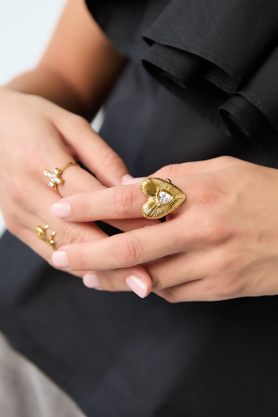 Bagues tendance en acier inoxydable plaqué or 14 carats, motif cœur, collection Daily Simple, bijoux pour femmes