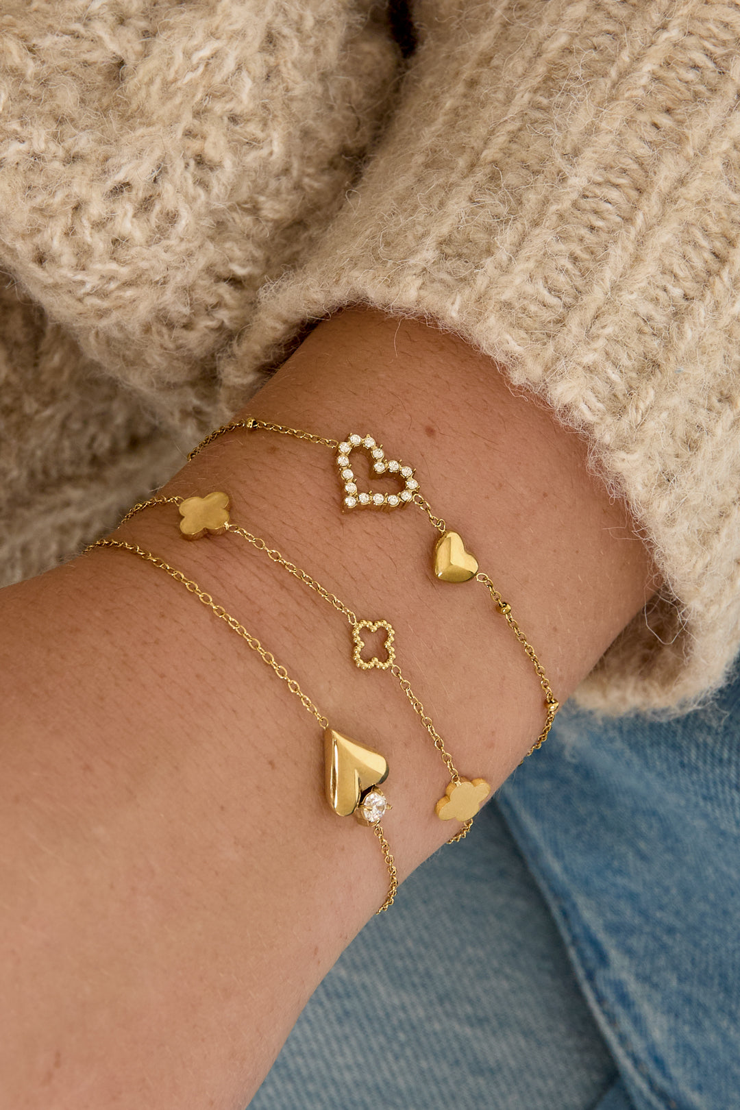 Bracelets à breloques en acier inoxydable en forme de cœur, collection Daily Simple, bijoux pour femmes